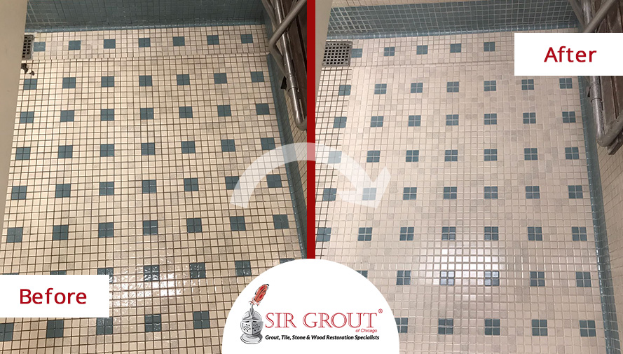 Before and After Image of a Tile Cleaning Service in Chicago