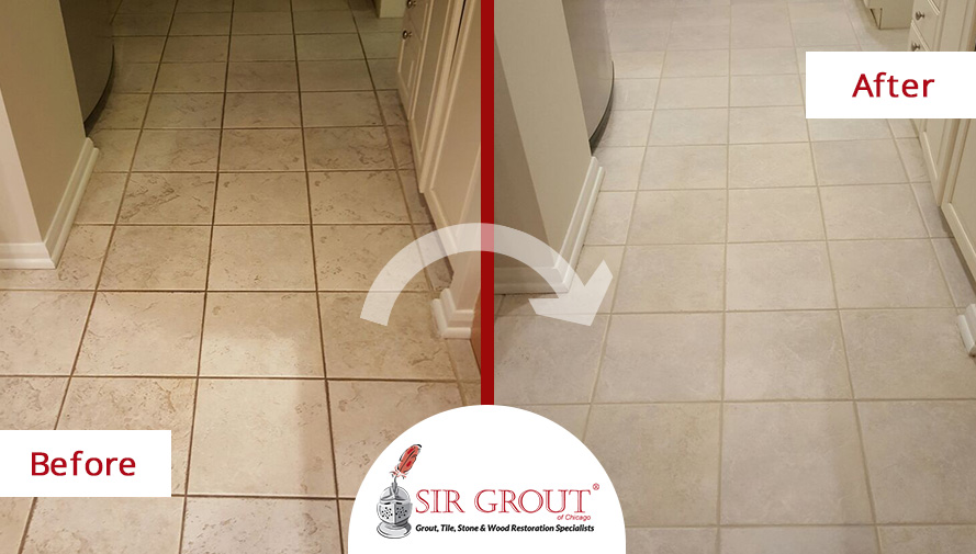 Before and After Image of a Grout Cleaning Service in Chicago