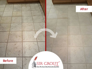 Before and After Picture of a Grout Cleaning Service in Chicago