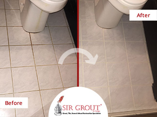 Before and After Picture of a Grout Cleaning Service in Chicago