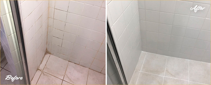 Before and After Picture of a Bathroom Tile and Grout Cleaners in Lakeview, IL