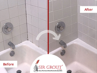 Before and After Picture of a Grout Cleaning Service in Lincoln Park, IL