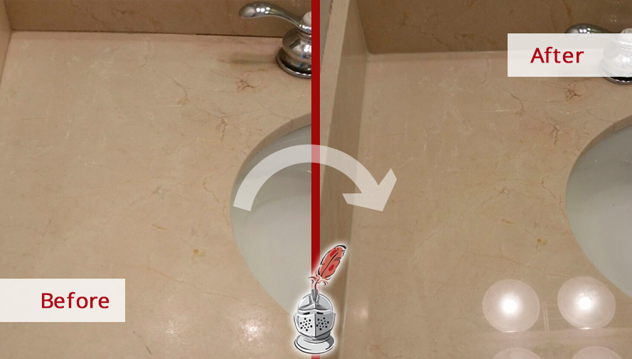 Before and after Picture of This High-Quality Job to Restore the Shine on This Marble Surfaces in Chicago, IL